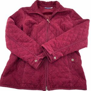 Croft & Barrow Quilted Corduroy Burgundy Barn Coat Zip up Jacket Size L